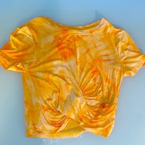 SHEIN Yellow Tie Dye Crop Top.